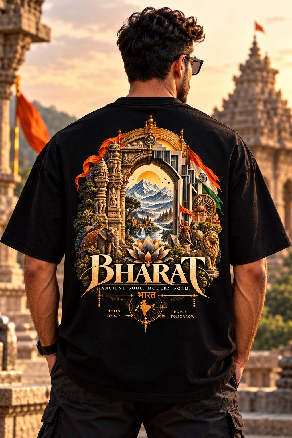 Bharat – Ancient Soul Oversized T-Shirt | Premium Indian Heritage