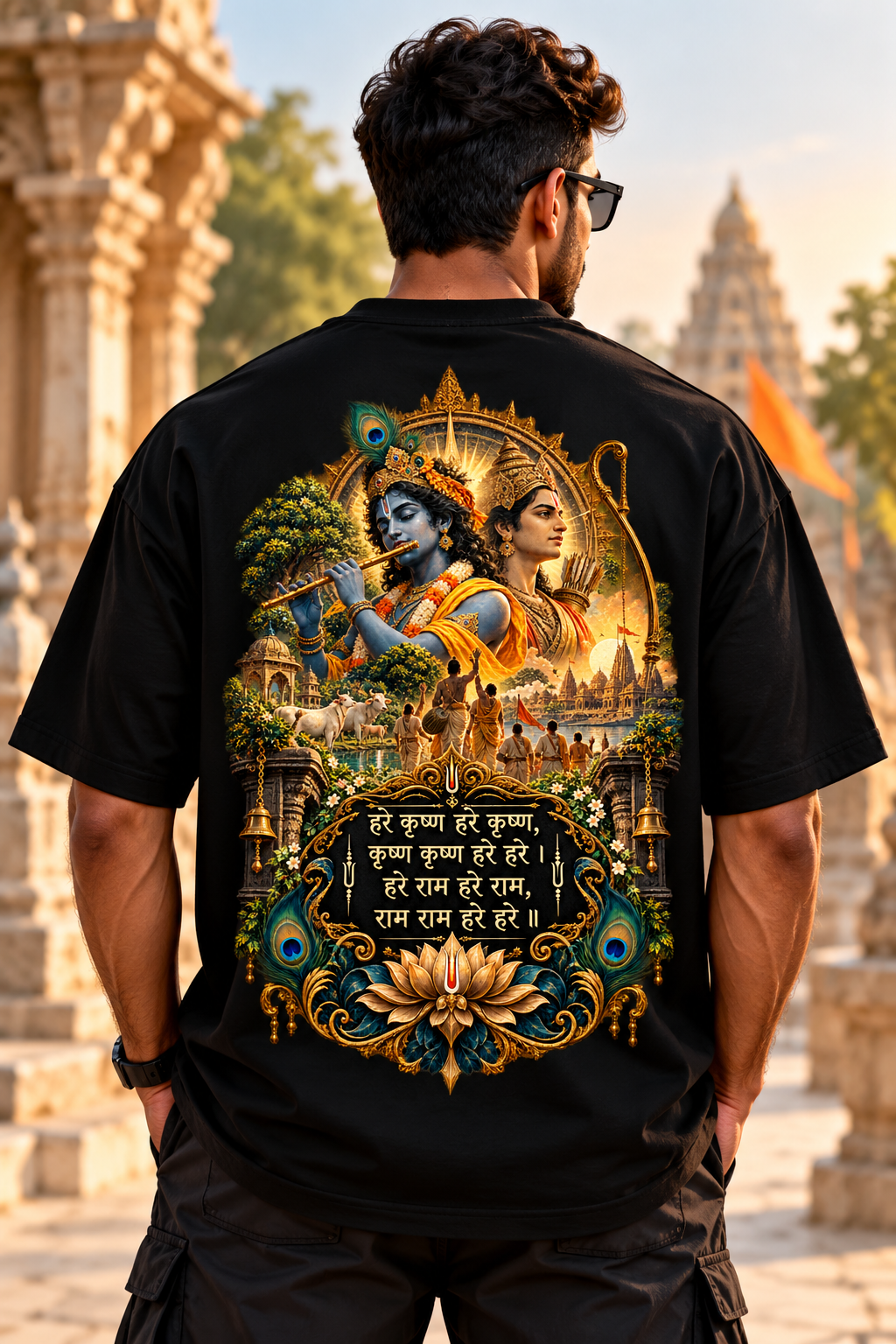 Hare Krishna Hare Rama – Devotional Oversized T-Shirt
