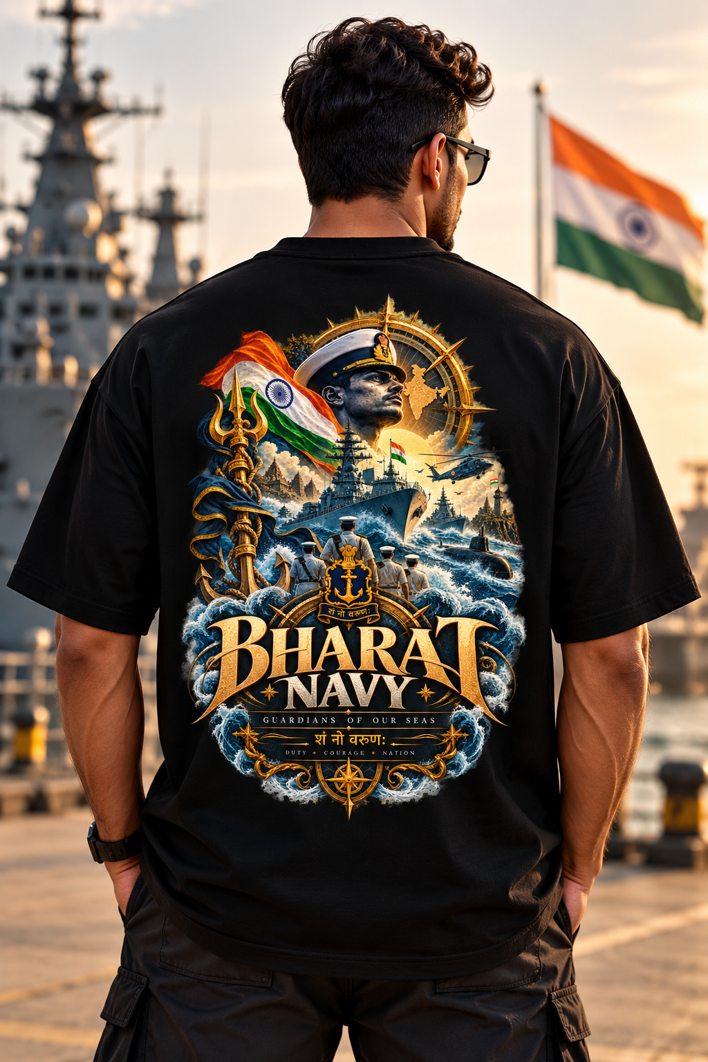 Bharat Navy – Guardians of Our Seas Oversized T-Shirt