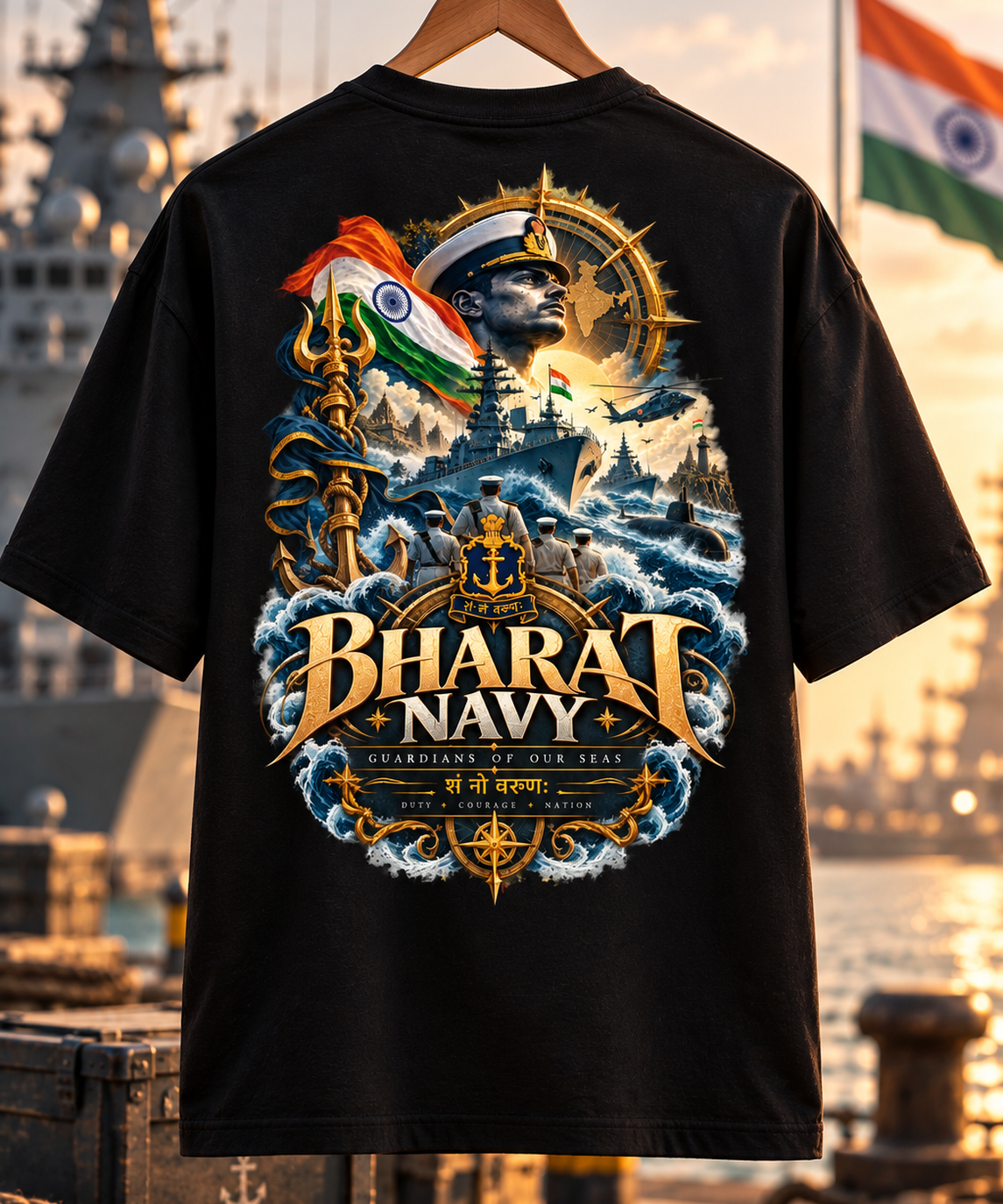 Bharat Navy – Guardians of Our Seas Oversized T-Shirt