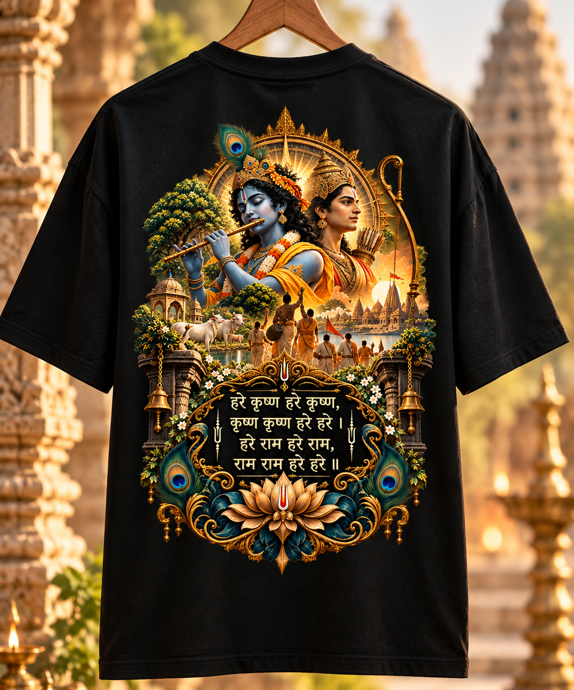Hare Krishna Hare Rama – Devotional Oversized T-Shirt