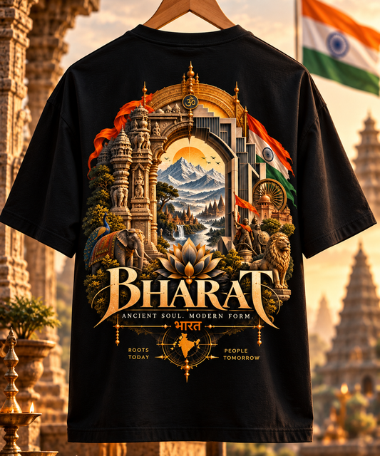 Bharat – Ancient Soul Oversized T-Shirt | Premium Indian Heritage